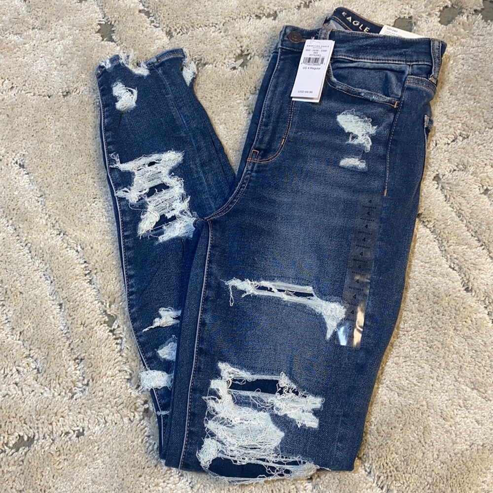 AMERICAN EAGLE - Highest Rise Super Destroy Skinny Jegging (36)
